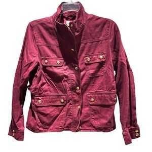 J. Crew Maroon Waxed Cotton Downtown Field Jacket SZ L Worn 3X